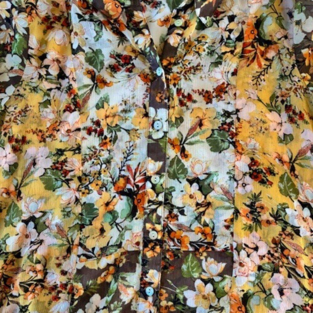 Women's Blouse Long Sleeve Sheer Floral Size Medium - Picture 5 of 12